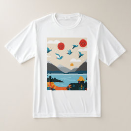 Fåglar över en sjö t shirt