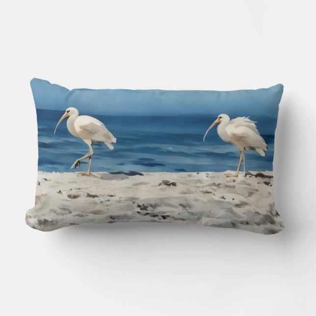 Fåglar på Beach Siesta Key Kudde (Framsida)