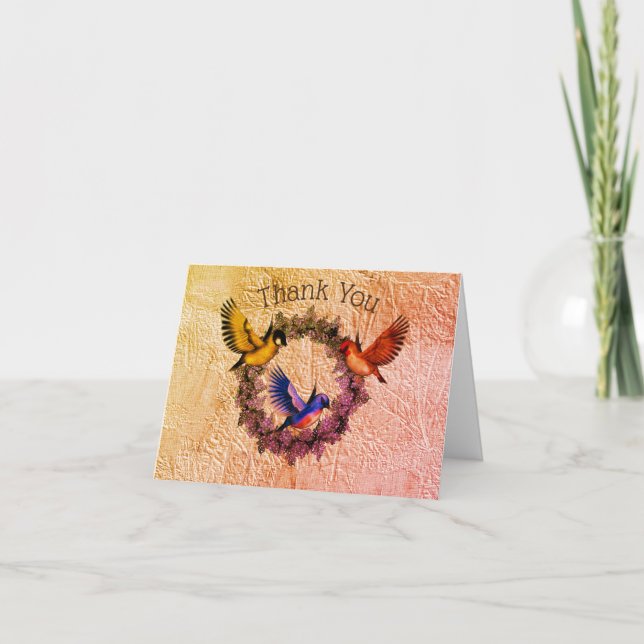 Fåglar på blommande andedräkt - tack ditt kort (Framsida)