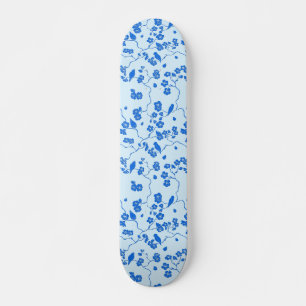Fåglar på Cherry Blommars Blue på Blue Mini Skateboard Bräda 18,5 Cm