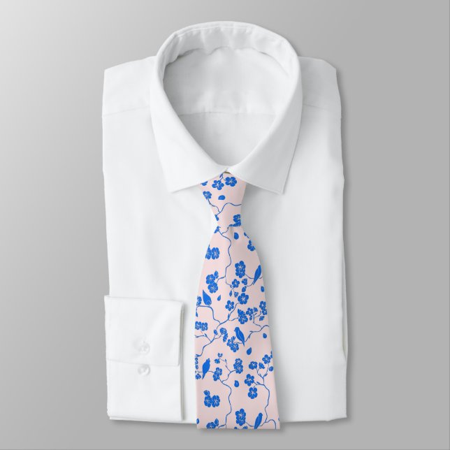 Fåglar på Cherry Blommars Blue på  Slips (Bunden)