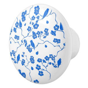 Fåglar på Cherry Blommars Blue Print Knopp