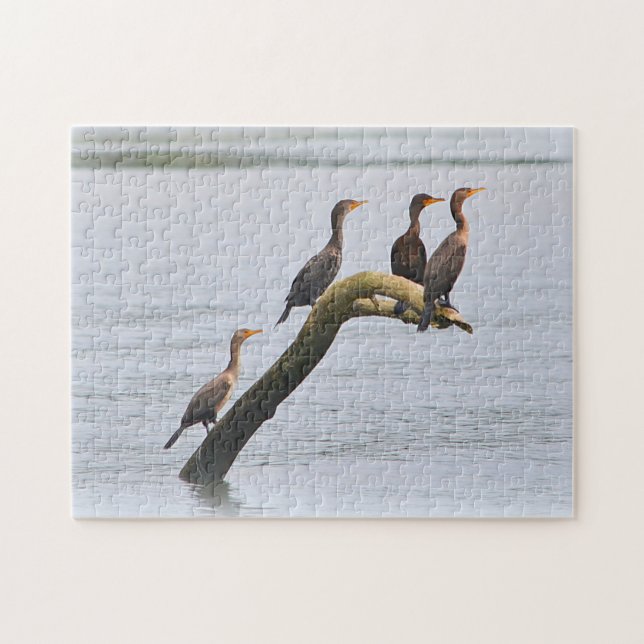 Fåglar på Driftwood Puzzle Pussel (Horisontell)