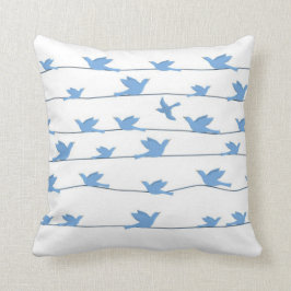 Fåglar på en binda, Silhouette i blått Kudde