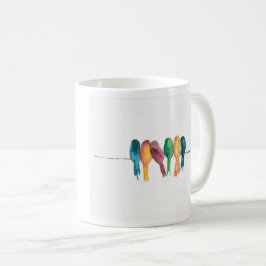 Fåglar på en bindamugg kaffemugg