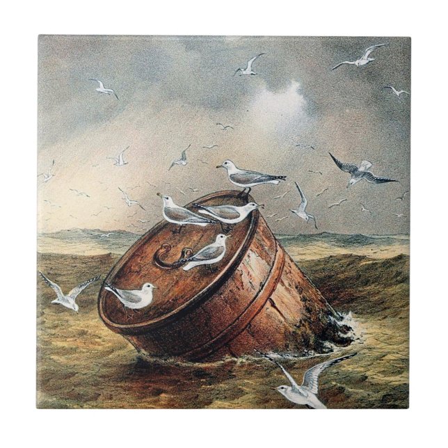 Fåglar på en cylinderCeramics Kakelplatta (Framsidan)