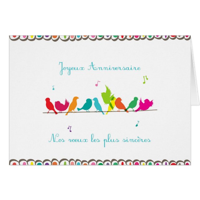 fåglar på en fodra hälsningskort (Framsidan Horizontal)