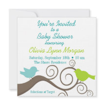 Fåglar på en gren i blått & limefrukt