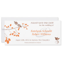 Fåglar på en Gren-Orange och Brun Spara datum