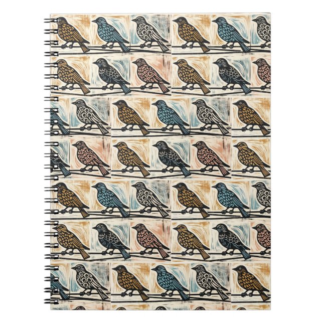 Fåglar på en tråg anteckningsbok (Framsidan)