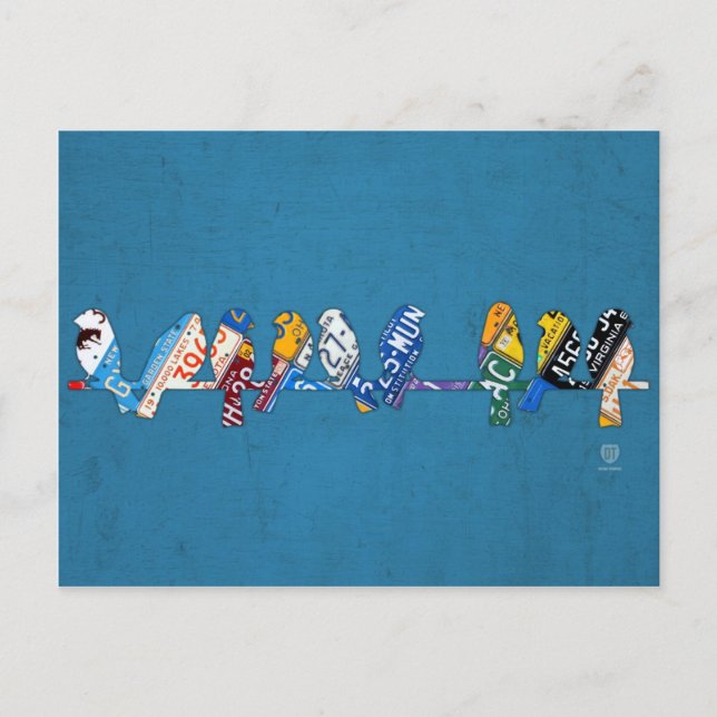 Fåglar på ett kabelkörkort vykort (Framsida)