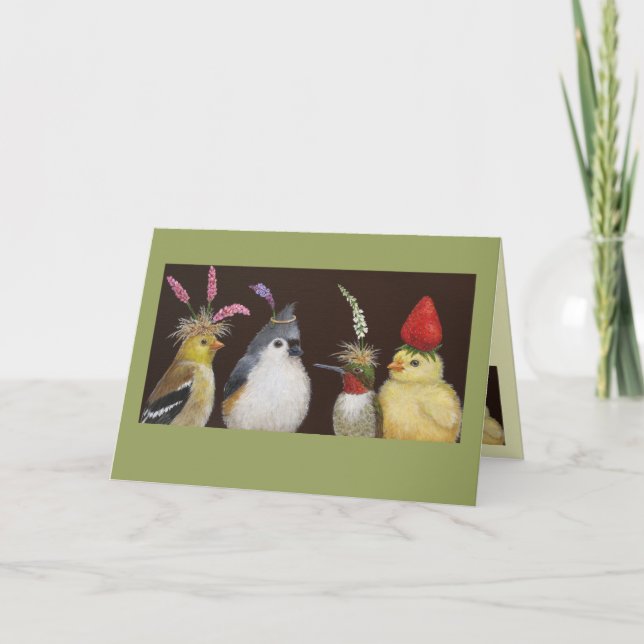 fåglar på ett party-kort kort (Framsida)