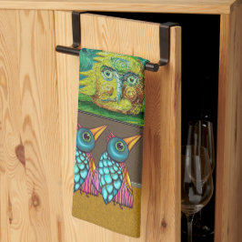 Fåglar på galleriet kökshandduk