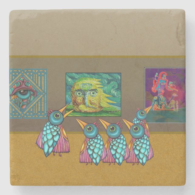 Fåglar på galleriet stenunderlägg (Framsidan)