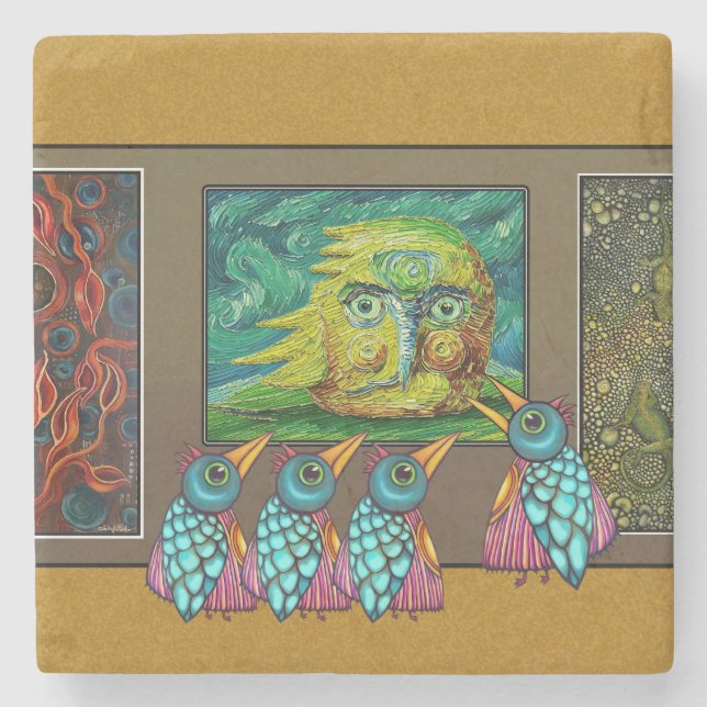 Fåglar på galleriet stenunderlägg (Framsidan)