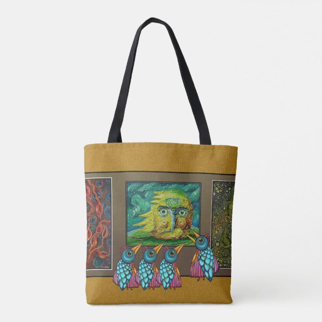 Fåglar på Gallery Tote Bag Tygkasse (Baksida)