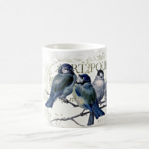 Fåglar på gren kaffemugg
