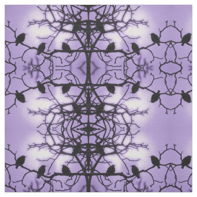 Fåglar på Gren - Lavender Fabric Tyg (Provkarta)