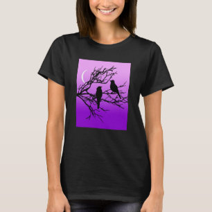 Fåglar på Gren, svarta mot Twilight-Lila T Shirt