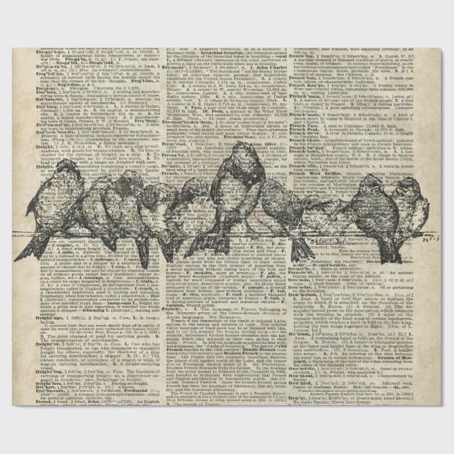 Fåglar på grenvintage stencilerar över den gammala presentpapper (Platt)