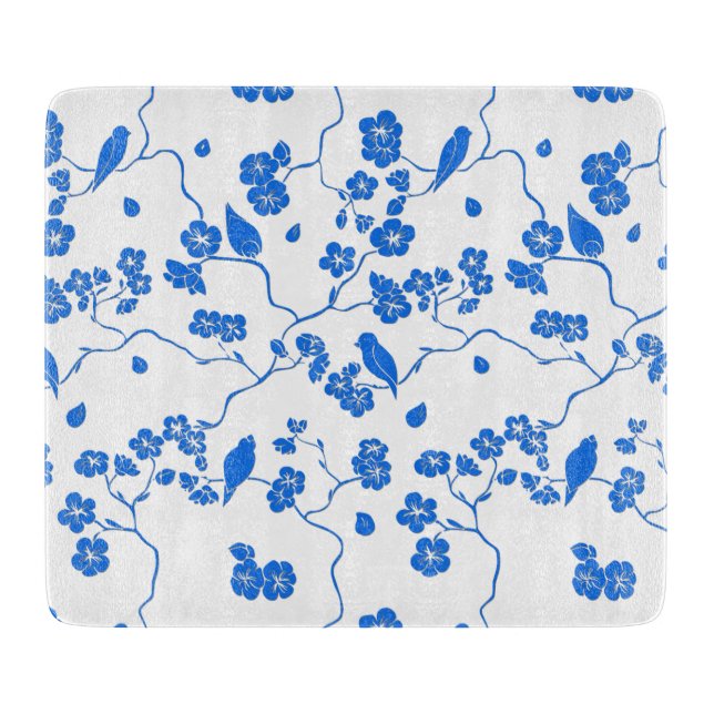 Fåglar på Körsbärsblommor Blåtryckt Totebag (Framsidan)