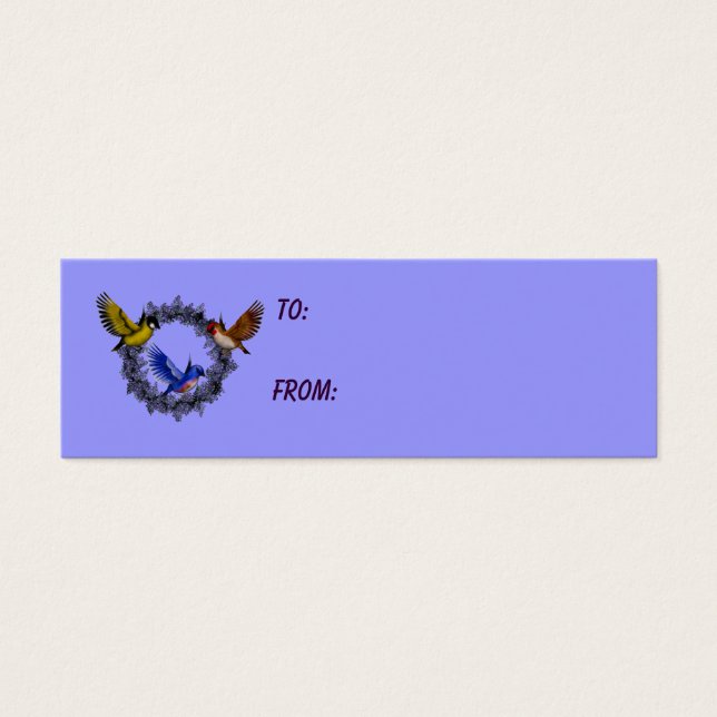 Fåglar på Lila Flower WANAN Photo Gift Märkre Litet Visitkort (Framsidan)