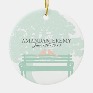 Fåglar på parken Bench Bröllop årsdag Julgransprydnad Keramik