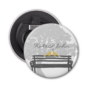 Fåglar på parken Bench Bröllop Flasköppnare