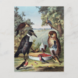 Fåglar på Picknick, Målning, Reproduktion, Vykort
