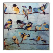 Fåglar på trådfärgsutskrift