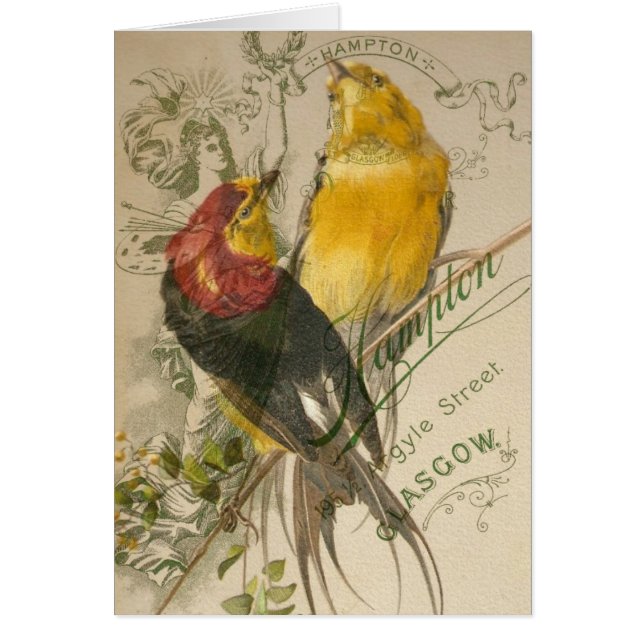 Fåglar på Vintage Foto Back Hälsningskort (Framsidan)