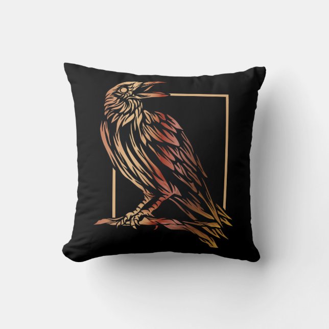 Fåglar - Reversibel Måne och Black Raven Pillow Kudde (Framsida)