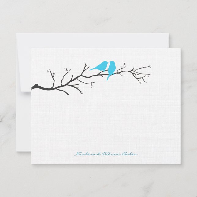 Fåglar Silhouettes Tack Cards - Turkos - Anteckningskort (Framsida)