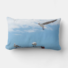 Fåglar Sitta Fiskmås vid Blå himmel Lumbarkudde