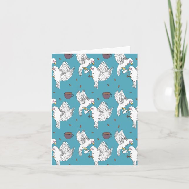 Fåglar som dricker kaffe kort (Framsida)