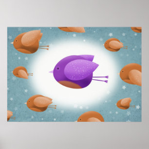 Fåglar som flyger - poster utskrift