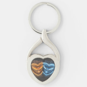 Fåglar som flyger tillsammans twisted heart silverfärgad nyckelring