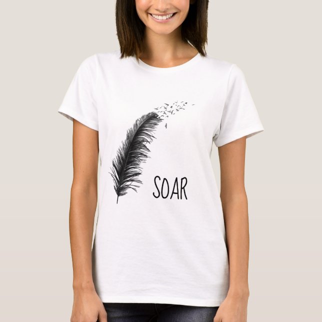 fåglar som flyger ut från fjädrar t shirt (Framsida)