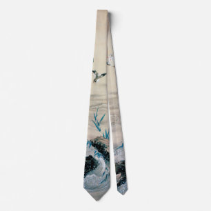 Fåglar som kämpar i Mountain Stream, Hokusai Slips