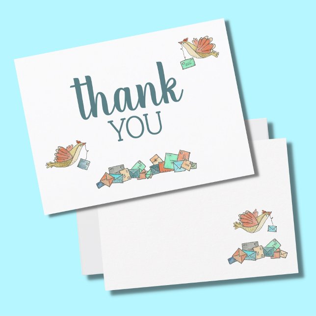 Fåglar som levererar e-post - tackkort kort (Thank You Notes)