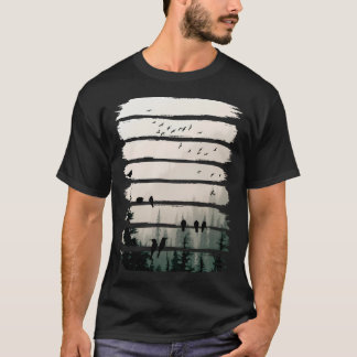 Fåglar som tittar på fåglar vid solnedgången t shirt
