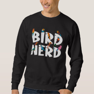 Fåglar som tittar på Nerd Fågelskådning Birds Älsk Lång Ärmad Tröja