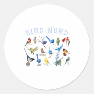 Fåglar som tittar på Nerd Fågelskådning Birds Älsk Runt Klistermärke