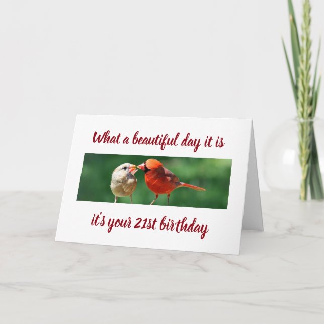 FÅGLAR SOM TVÄTTAR DIN **21:a BIRTHDAY ÖNSKEMÅL** Kort (Framsida)