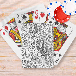 Fåglar, svart och vit illustration av Hand plockad Casinokort