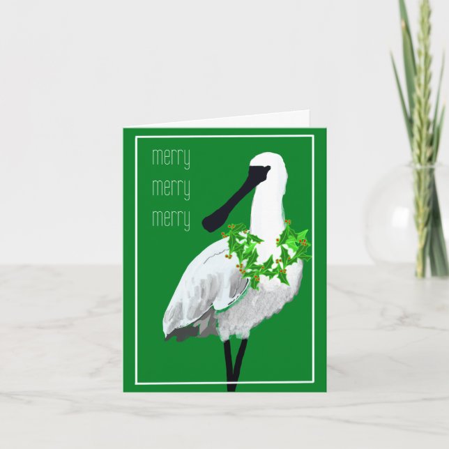 Fåglar - svartmaskad skedstork kort (Framsida)
