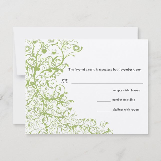 Fåglar & Swirls Grönt Hydrangea #31 OSA Kort (Baksida)