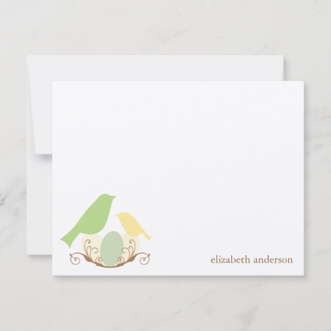 Fåglar, tack vare ditt kort. anteckningskort (Framsida)