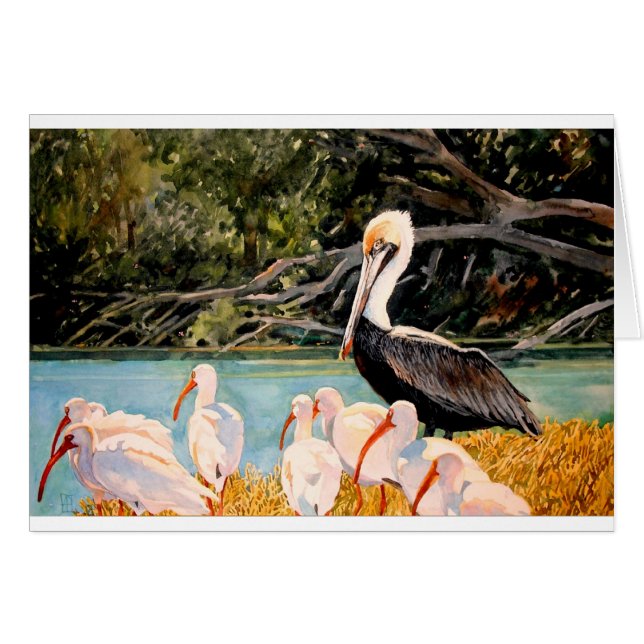 Fåglar till en fjäder hälsningskort (Framsidan Horizontal)