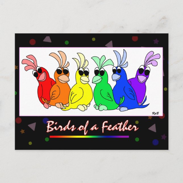 Fåglar till en fjäder vykort (Framsida)